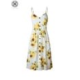 thumbnail image 5 of Luxtrada Women's Dresses-Summer Floral Bohemian Spaghetti Strap Button Down Swing Midi Dress with Pockets (Yellow,XL), 5 of 6