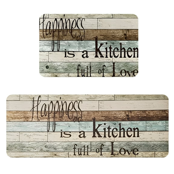 LAMIRO Kitchen Mats for Floor 2 Piece Set, Cushioned Memory Foam Kitchen Rug, Non Slip Kitchen Runner Rug Carpet, Waterproof Kitchen Sink Area Rug Comfort Standing Mat for Kitchen Laundry