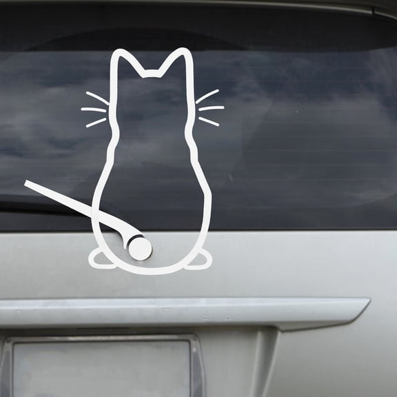 DEEPCRAFF White Cat Waving Tail Car Window Decal - Funny and Car Decor Sticker for Auto Accessories