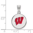 thumbnail image 2 of 925 Sterling Silver Rh-p LogoArt University of Wisconsin Medium Enamel Disc Pendant; for Adults and Teens; for Women and Men, 2 of 2