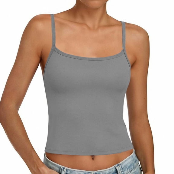 SwiftWear Women's Built-In Bra Tank Top Double Lined Soft Sleeveless Camisole Soft Comfort & Summer Cropped Cami Layering