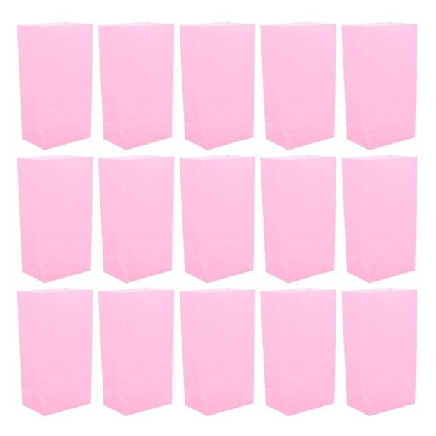 unbranded 50Ud Bolsas Rosas De Papel Kraft Para Fiestas Bolsa De Regalo Resistente Y Reutilizable Para Candy Y Lunch