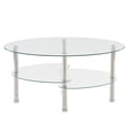 thumbnail image 7 of IVV Modern Oval Glass Coffee Table, 2-Tier Oval Tea Table with Tempered Glass Storage Space & Chrome Metal Legs, Center Table for Home, Clear, 7 of 7