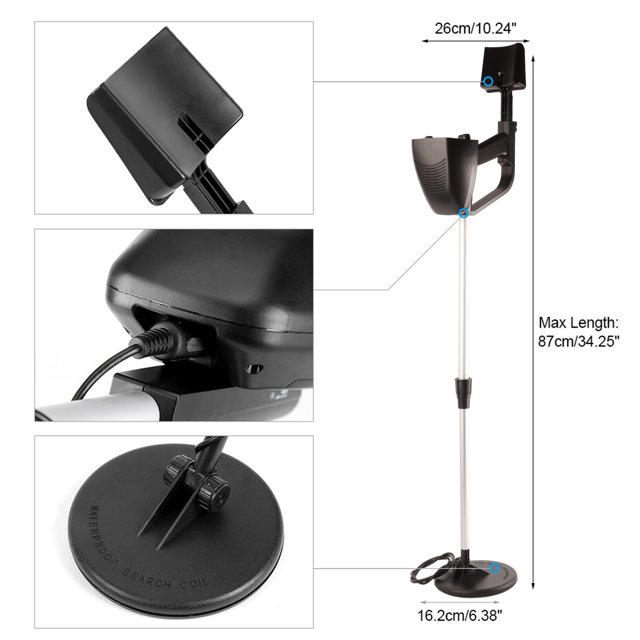 Detector de metales localizador de metales Pantalla de puntero ajustable impermeable fácil de instalar con auricular de pala para inspección de seguridad ANGGREK Otros