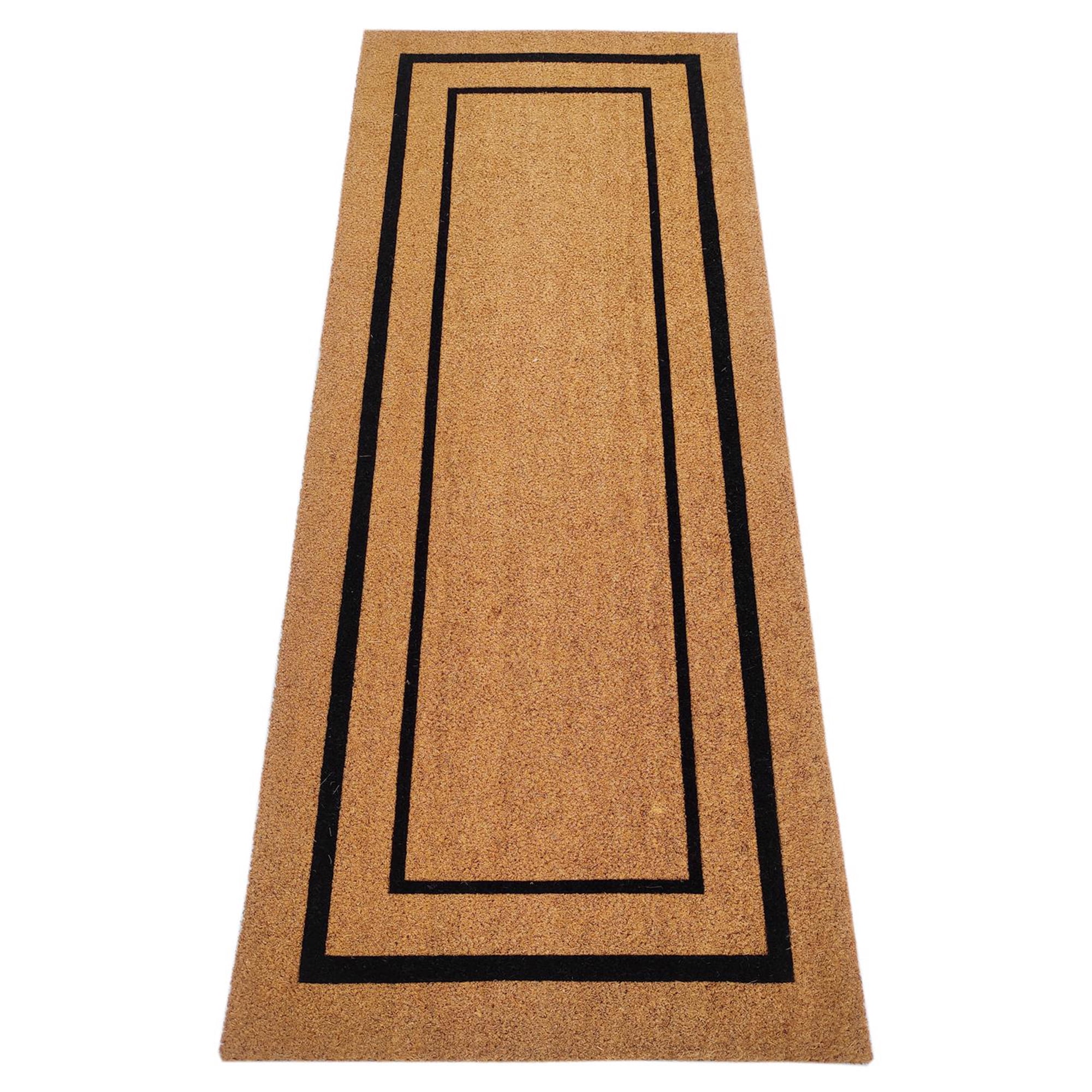 First Concept 24 in. W X 60 in. L Black/Natural Coir/Vinyl Door Mat