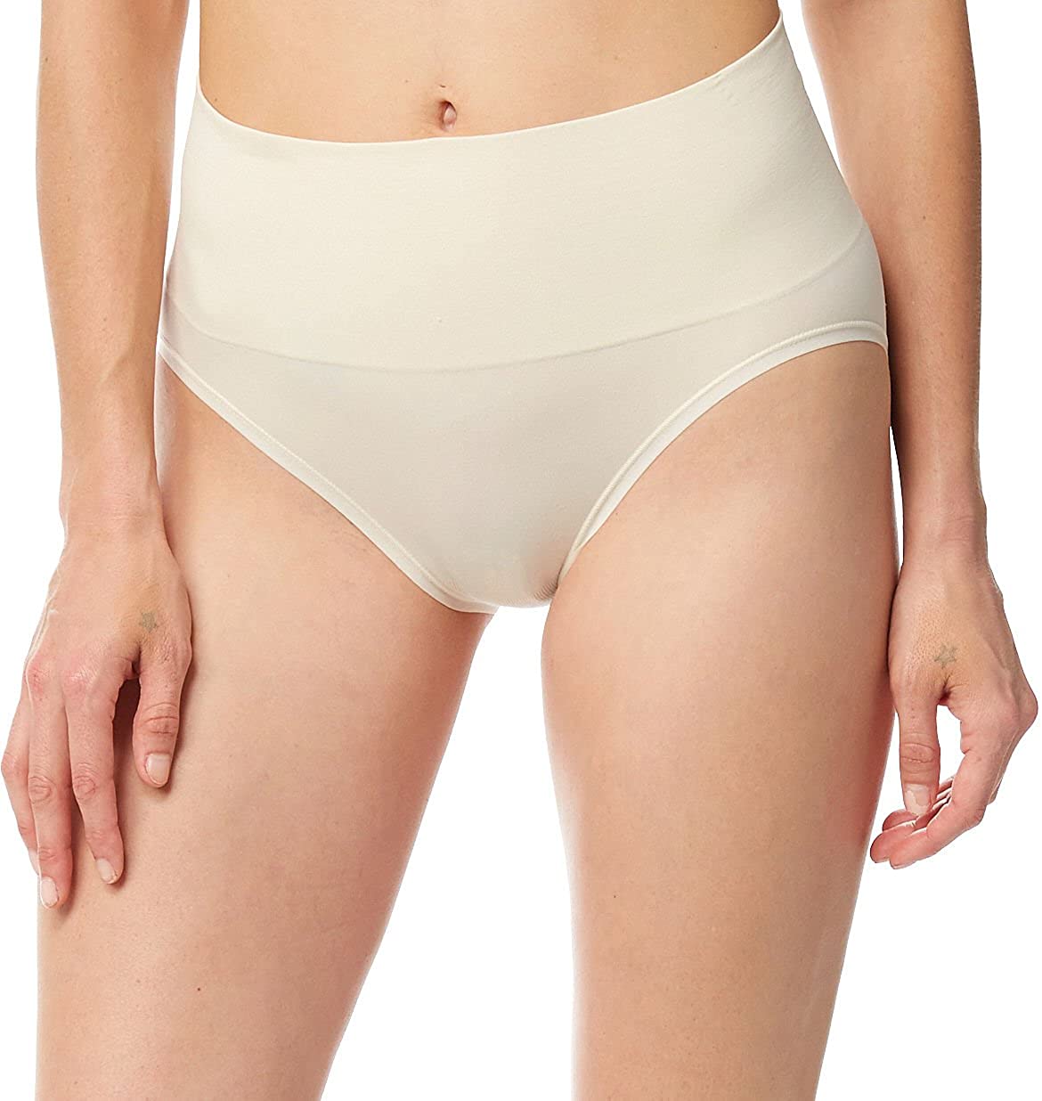 Jockey Womens Shapewear Slimmers Microfiber Seamfree Brief Sandy Shimmer Beige L