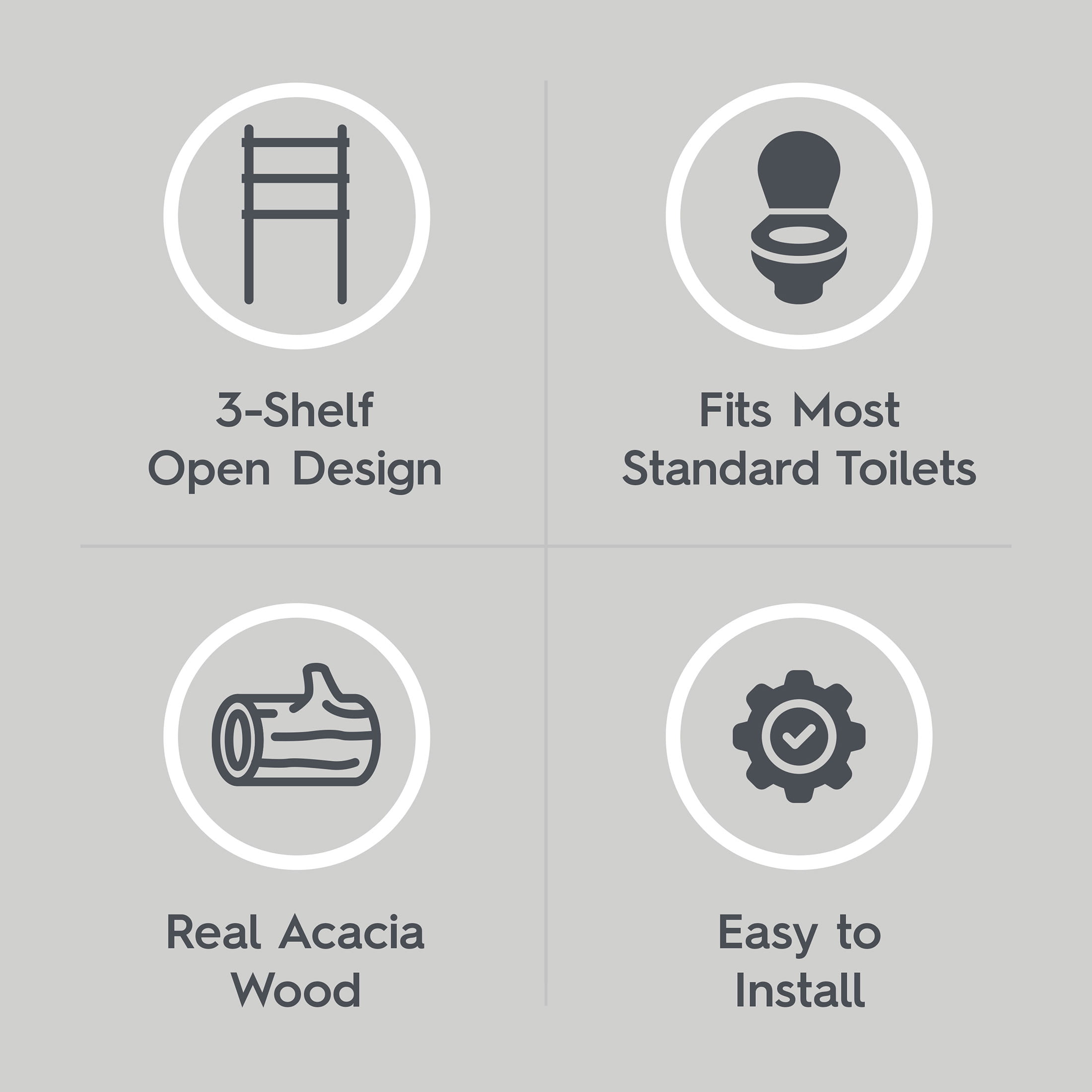 Better Homes & Gardens Springwood Acacia Wood over-the-Toilet Space Saver Cabinet, 3 Shelves, Honey