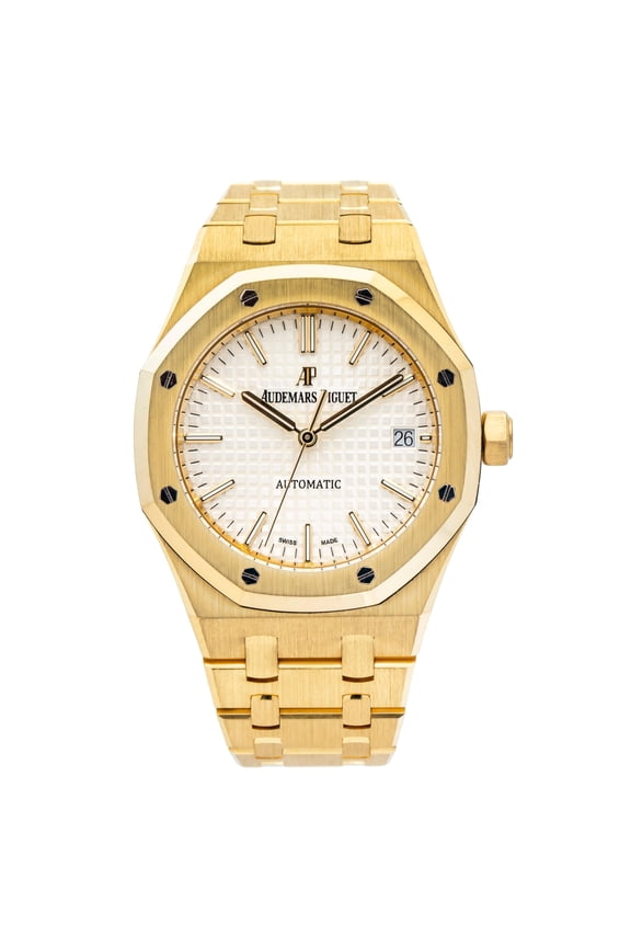 Pre-Owned Audemars Piguet Royal Oak 15450BA 37MM Silver Dial With Yellow Gold Bracelet