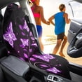 thumbnail image 4 of XYZCANDO Car Seat Towel Cover Waterproof, Compatible with Van Bucket Seat, Terry Cloth Car Seat Covers Fit for Vans Trucks(Purple Butterfly and Leaf Pattern 1 Pack), 4 of 7