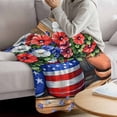 thumbnail image 3 of Red Blue Flower Blanket Soft Cozy Warm Throw Blanket for Couch, Plush Fuzzy Flannel Fleece Blankets for Sofa, Retro Independence Day Flag Wood Grain Bed Blankets Lightweight Gifts for Women, 40"x60", 3 of 9