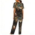 thumbnail image 2 of Womens Pajamas Set Short Sleeve and Pants 2 Piece PJ Sets Soft Comfy Loungewear, Indian Dream Wolf Vintage, 2 of 6