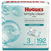 Huggies Simply Clean Fresh Baby Wipes, 3 Flip-Top Packs (192 Total Wipes)