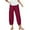 Wine, variant on Women's Casual Elastic Waist Solid Color Loose Fit Trousers with Pockets for Everyday Comfort