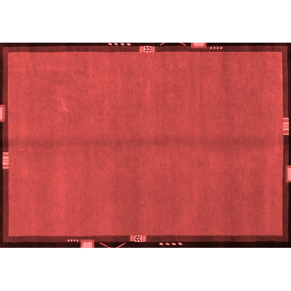 Ahgly Company Machine Washable Indoor Rectangle Abstract Red Modern Area Rugs, 6' x 9'