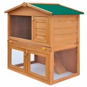 IM Beauty 2 Layer Wooden Rabbit Hutch Small Animal House Pet Cage with 3 Doors,Outdoor Small Animal House Pet Cage,Brown