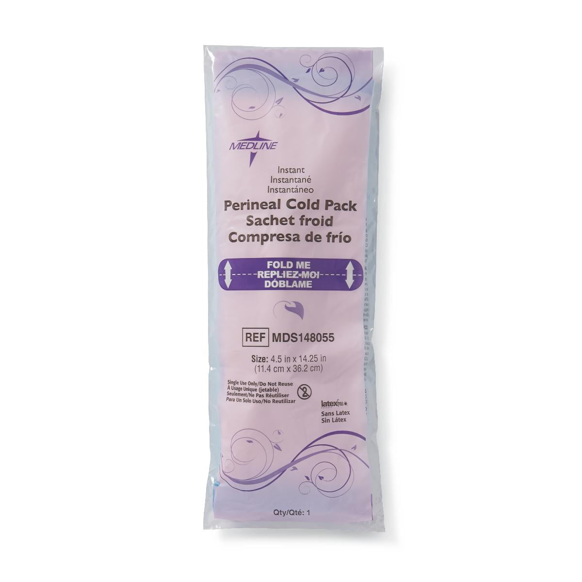 Medline Deluxe Perineal Cold Packs with Adhesive Strip, 4.5 x 14.25, Ideal for New Moms, Pack of 24