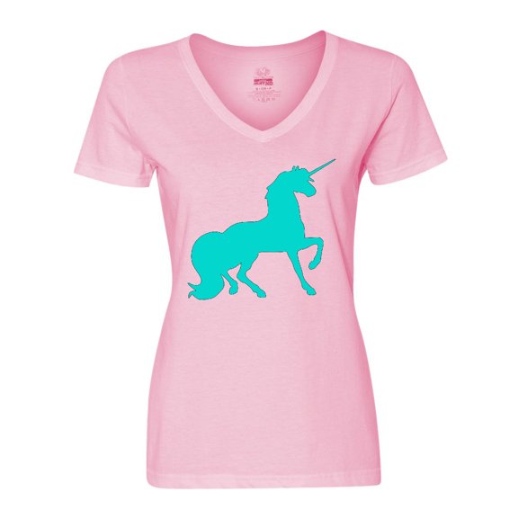 Inktastic Aqua Unicorn Women's V-Neck T-Shirt
