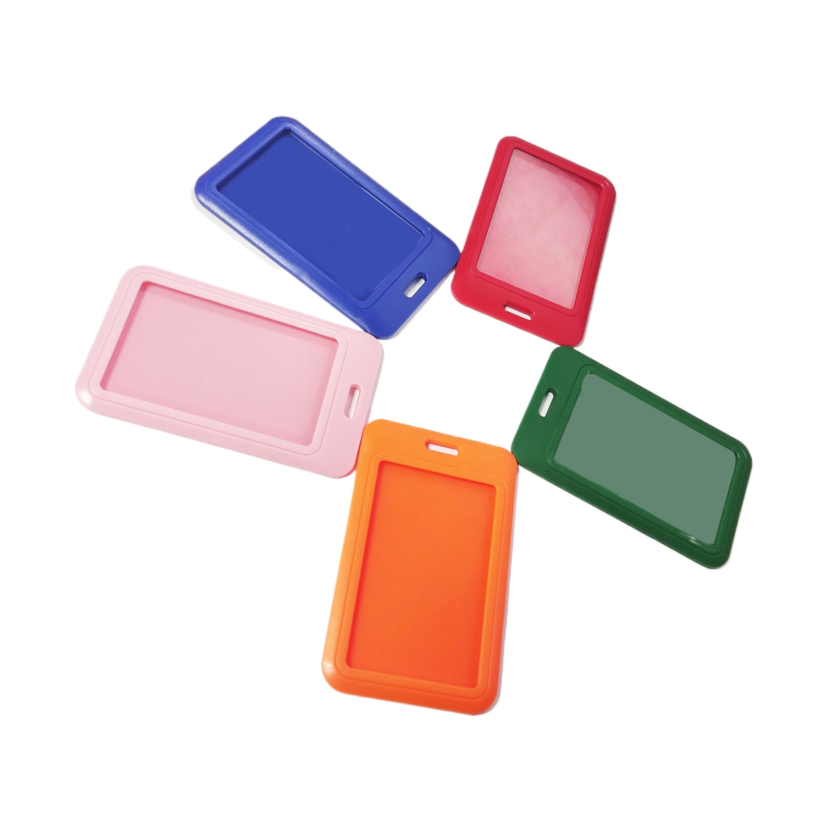 Gegong 50 Pieces Sliding ID Badge Holder, Card Protector, Hard Plastic ID Card Case with Hole (Red, Blue, Pink, Green, Orange)