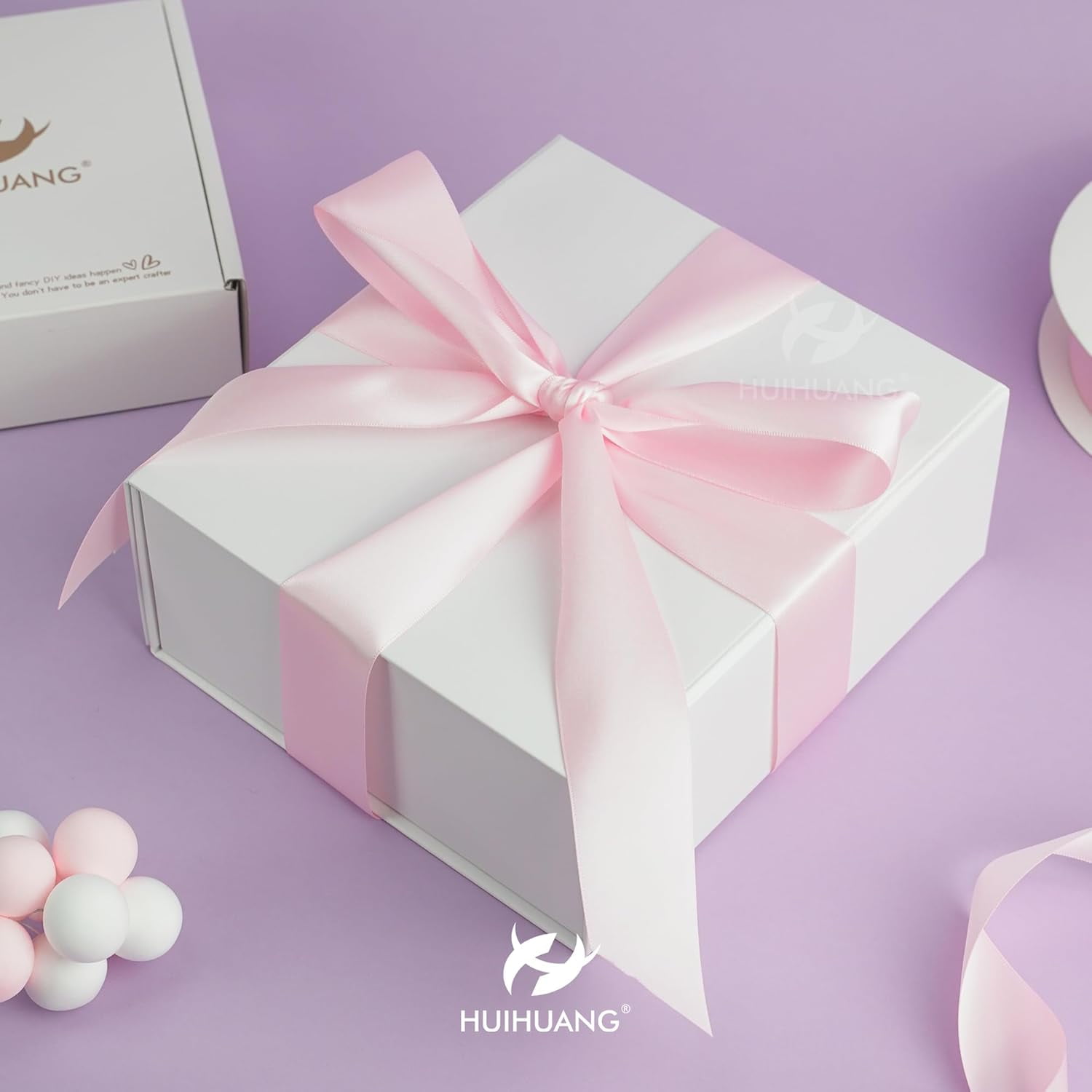 Baby Pink Ribbon Satin 1-1/2" Wide Double Face Polyester Satin Ribbons for Crafts, Thick Silk Ribbon for Gift Wrapping Hair Bows Floral Bouquet Cake Box Baby Shower Decor Party-50 Yards