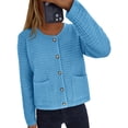 thumbnail image 4 of Suéter PRETTYGARDEN para mujer, tejido azul con botones, talla pequeña, 4 of 8