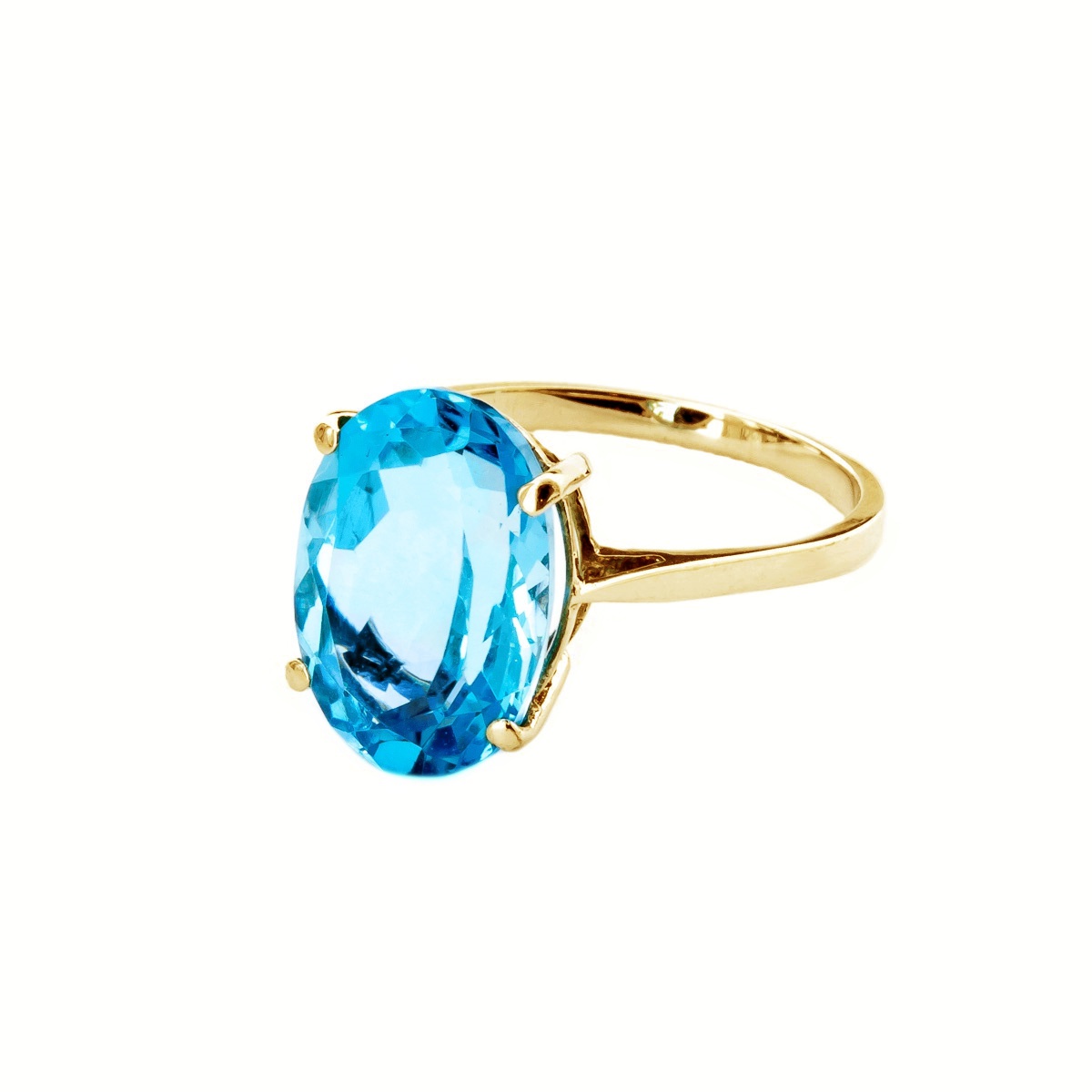 Galaxy Gold 14k High Polished Solid Yellow Gold Ring 8 Carat Natural Oval Blue Topaz (6.5) - image 2 of 5