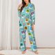 thumbnail image 2 of Balery World Travel1 Conjunto de Pijama con Estampado para Mujer, Conjunto de Dos Piezas con Manga Larga, Ropa de Dormir Suave con Bolsillos, Pijamas Cómodos-Small, 2 of 7