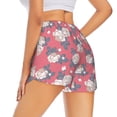thumbnail image 4 of Picia Rose Flowers Pattern Women's 2 in 1 Athletic Running Shorts High Waisted Workout Casual Gym Sweat Shorts with Comfy Liner Zipper Pockets-Large, 4 of 9