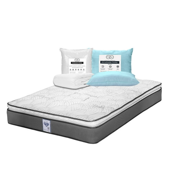 Colchón King Size Spring Air Prestige + Protector de colchón + Almohada Trinity
