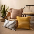thumbnail image 5 of Fennco Styles Stitch Line Woven Fringe Cotton Decorative Throw Pillow Cover 20" W x 20" L - Mustard Yellow Cushion Case for Couch, Bedroom, Living Room and Office Décor, 5 of 6