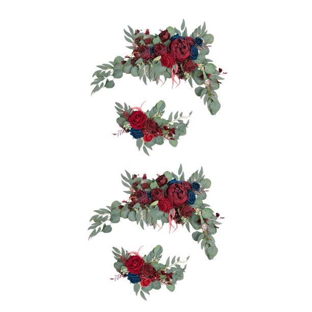 Guirnalda de flores artificiales rústicas, guirnalda de rosas falsas, hecha a mano para decoración 2 rojo