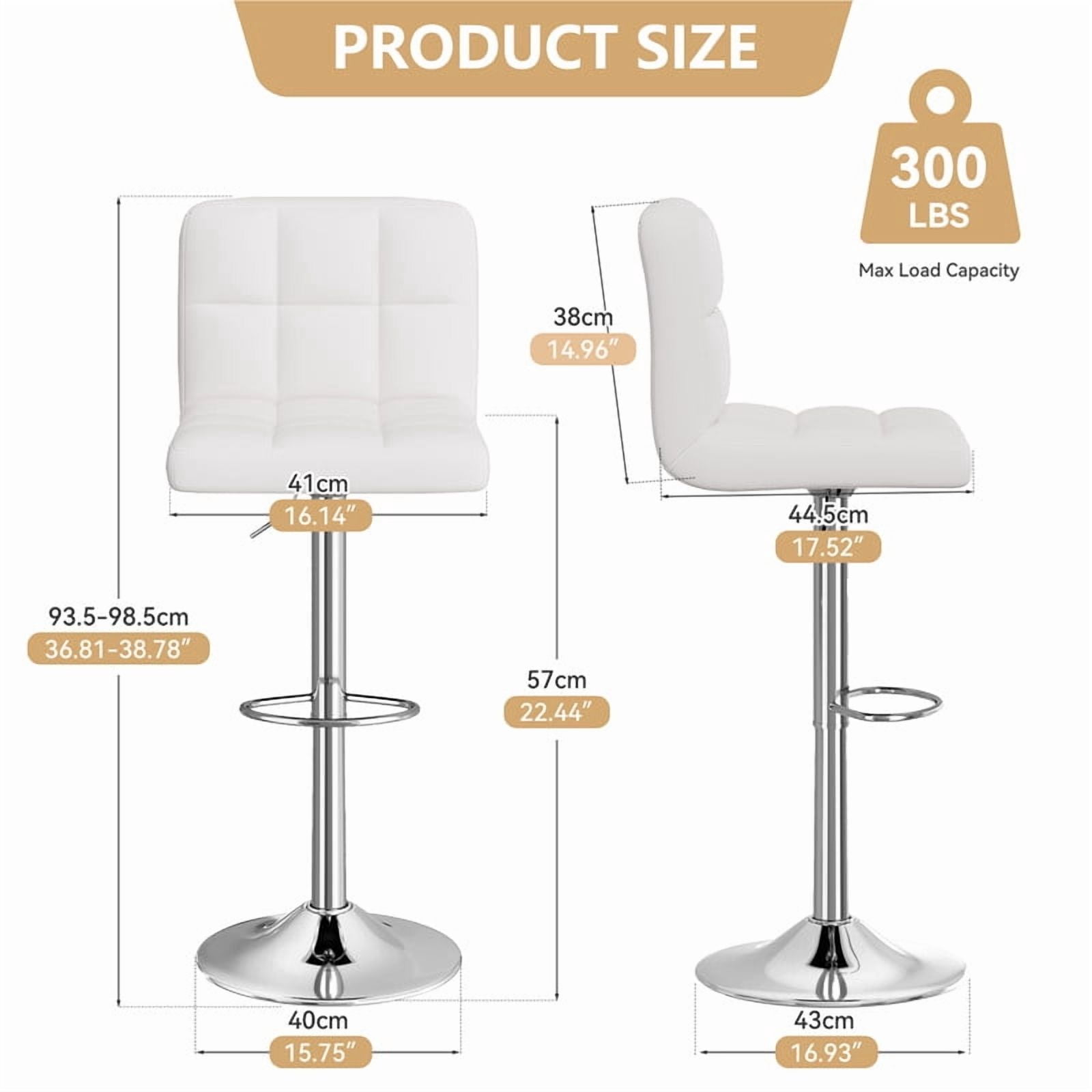 Daluvenix Swivel Bar stools set of 2 Modern PU Leather Barstools with Midback, Adjustable Counter Height Bar Chairs for Kitchen Island, White