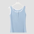 thumbnail image 2 of Ymauqau Plus Size Tank Tops for Women Ribbed Knit Scoop Neck Half Button Lace Trim Slim Sleeveless T-Shirts Basic Cami Shirts, 2 of 6