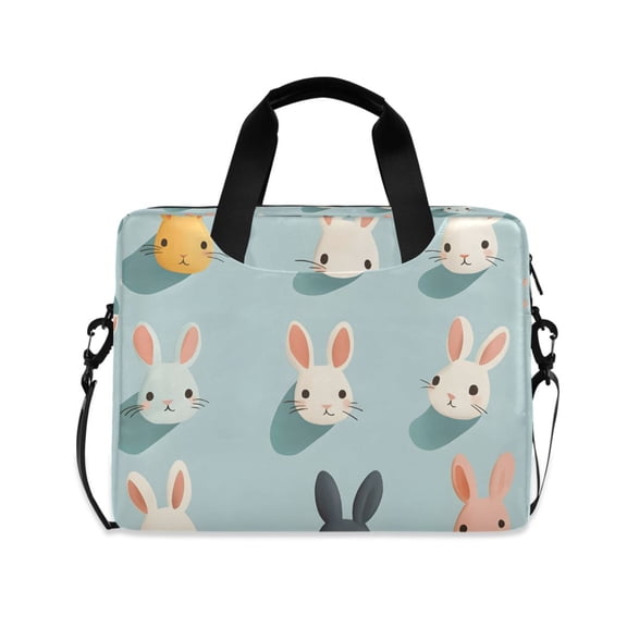 FORMRS 16" Laptop Bag Carrying Sleeve Case with Handle Travel Shoulder Briefcase, Green Cute Rabbits
