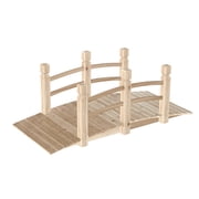 Kinbor 5 Ft Garden Bridge - Wooden Footbridge for Outdoors, Safety Side Rails with Fashionable Design, Decorative Garden Walkway for Stream, Creek, Pond, Natural