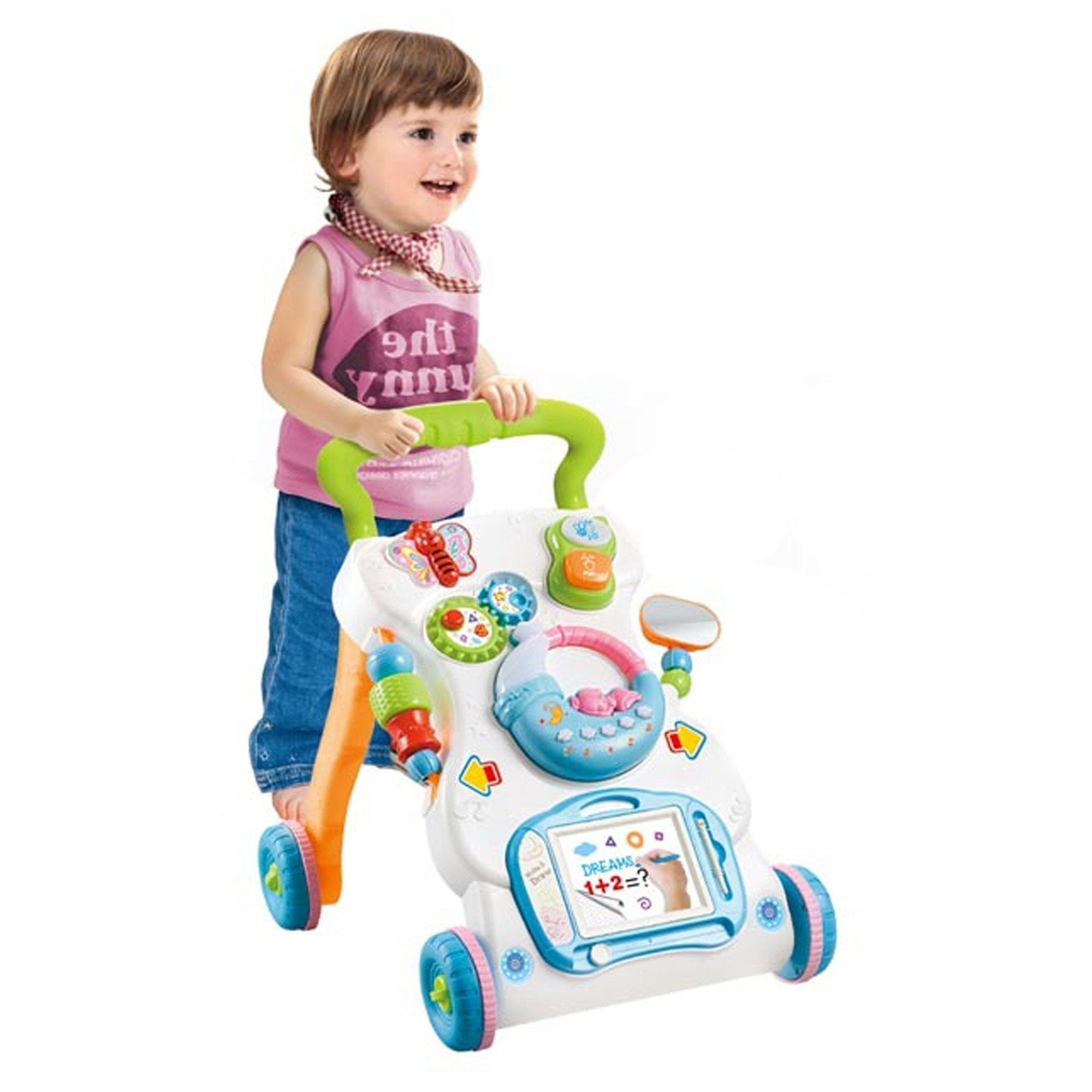 Oyajia 3 in 1 Sit to Stand Walker, Baby Push Walker with Musical Play