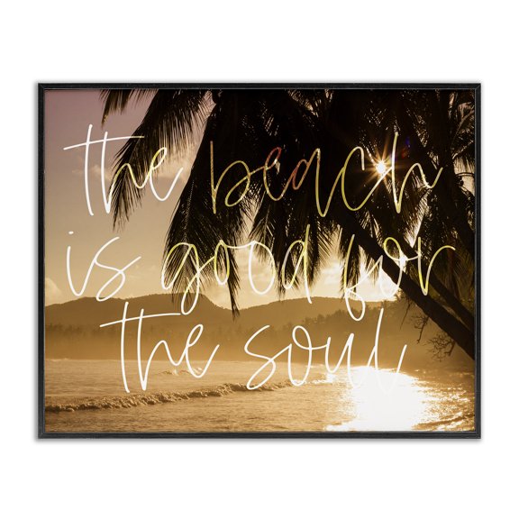 Stupell Industries Coastal Beach Good For The Soul Tropical Sands Black Framed Giclee Art, 30 x 24, by Lil' Rue
