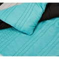 thumbnail image 5 of Chezmoi Collection 7-Piece Luxury Floral Leaves Embroidery Comforter Set, Queen, Teal Blue/Gray/Black, 5 of 9
