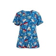 thumbnail image 1 of Liacowi Christmas Scrubs Tops Women Nurse Working Uniforms Cartoon Printed V Neck Short Sleeve Shirts, 1 of 6