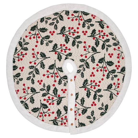 Holly and Berries Christmas Tree Skirt, Multicolor, 48", by Holiday Time