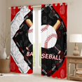 thumbnail image 2 of jejeloiu Baseball Pattern Curtains Pack of 2 (42x84 Each),Ball Sport Game Curtains Blackout For Boys Kids, 2 of 6