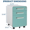 thumbnail image 2 of Classeur Métallique à 3 Tiroirs avec Serrure et Roulettes, Classeur Mobile Entièrement Assemblé pour Bureau à Domicile, Roulettes Anti-Inclinaison pour Rangement A4 Lettre Légal, Grain de Bois Bleu Orange Blanc Noir, 2 of 6