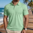 thumbnail image 2 of Mfakffe Mens Polo Shirts Casual Short Sleeve Golf Tshirt Summer Big and Tall Lapel Collar Top Comfortable Cotton Tees (Light Green, M), 2 of 4