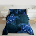 thumbnail image 2 of Feelyou Hippie Sea Turtle Bedding Comforter Set, Mystic Blue Damask Print Twin Comforter Sets, Mandala Bohemian Style Reversible Bedding Set, Ultra Soft Home Decor, 2pcs, 2 of 8