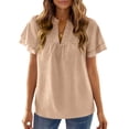 thumbnail image 3 of UVN V Neck Shirts for women Summer Lace Butterfly Sleeve Blouses Ladies Casual Flowy Crochet Tops, 3 of 9