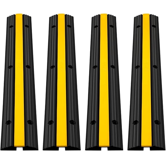 4 Pack Heavy Duty Rubber Cable Protector Ramps 22046 Lbs Load Capacity Cord Cover Speed Bump Driveway Hose Ramp