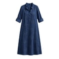 thumbnail image 6 of Guieoi Plus Size Solid-Color Embroidered Dress,Womens Dresses Blue XXL, 6 of 6