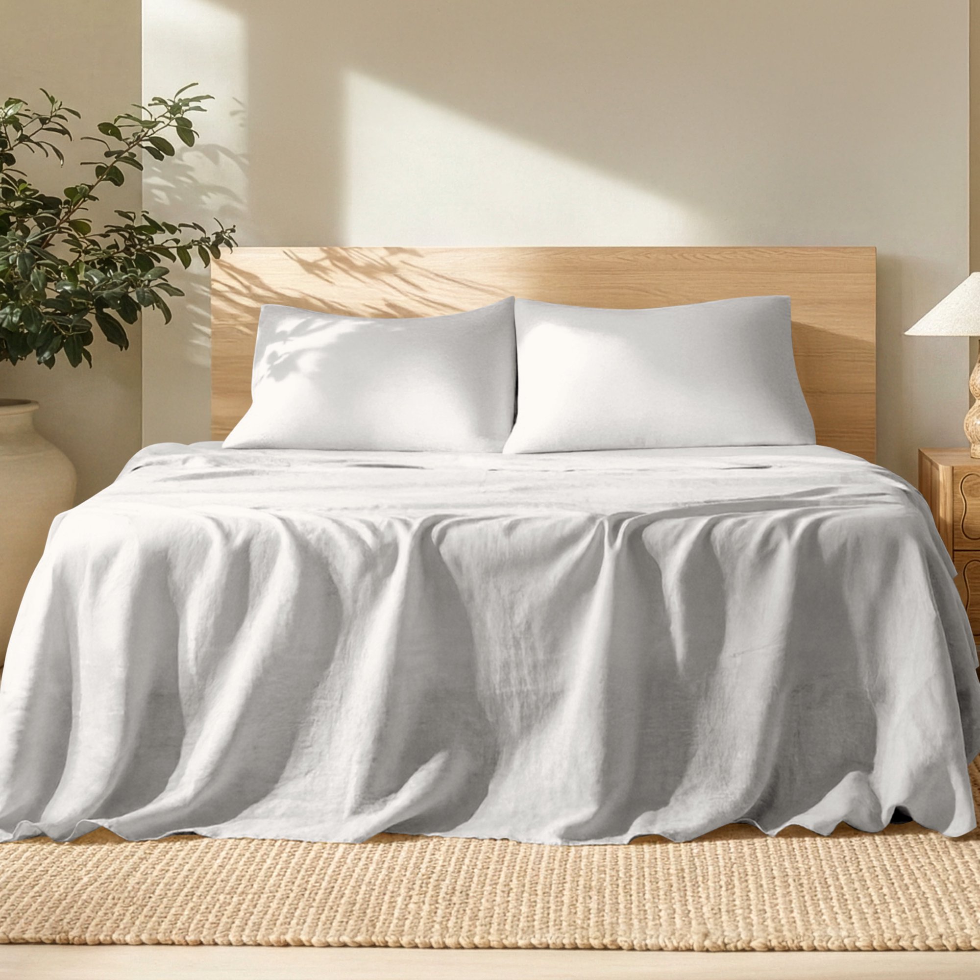 Bare Home Linen Sheet Set - Deep Pocket - Breathable - 5-Pieces - Split King Glacier Gray