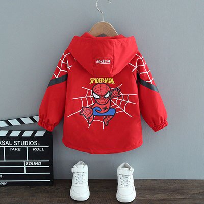 Chaqueta de superhéroe de dibujos animados para bebés, abrigos, ropa para niños pequeños, Sudadera con capucha a la moda para niños, prendas de vestir exteriores a prueba de viento, 100cm Gao Jinjia LED