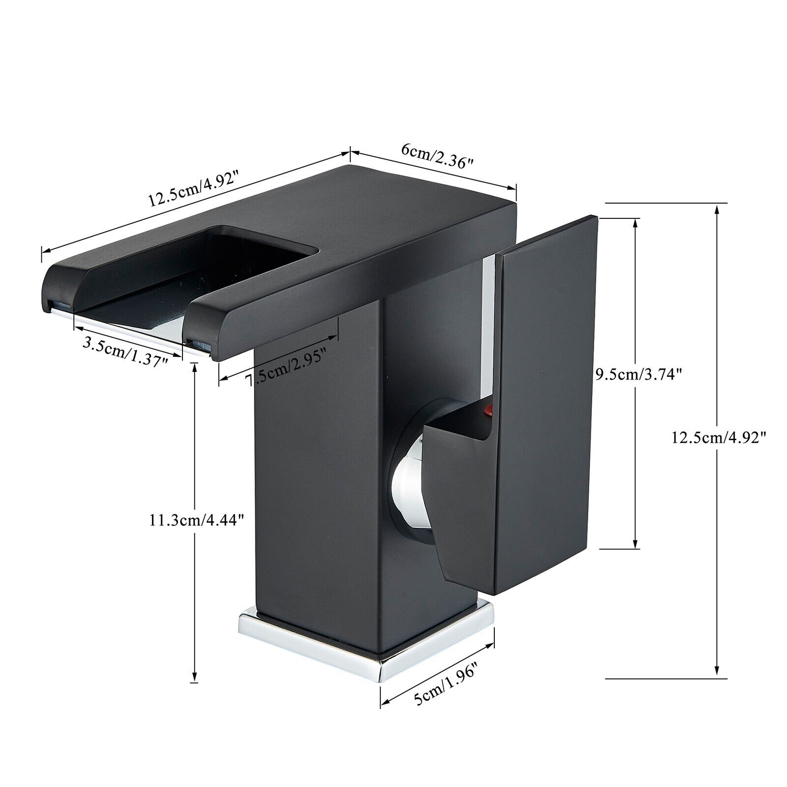 Black LED Bathroom Sink Basin Faucet 1hole Single Handle Lavatory Vanity Mixer