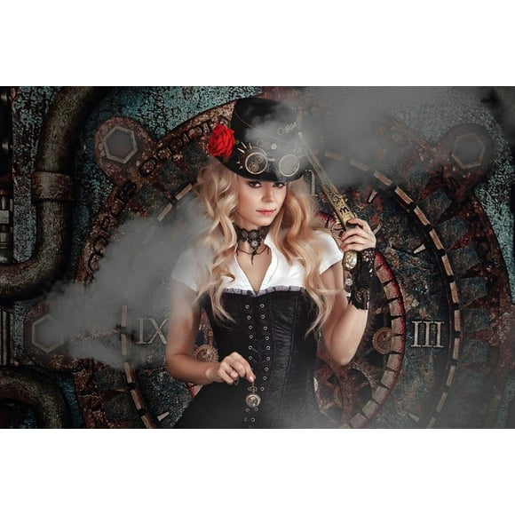 GreenDecor 5x7ft Steampunk Style Photography Backdrops Corrosion Of The Clock Waste factory iron gate Wall Photography Backgrounds Baby Children Photo Studio Prop Photoshoot
